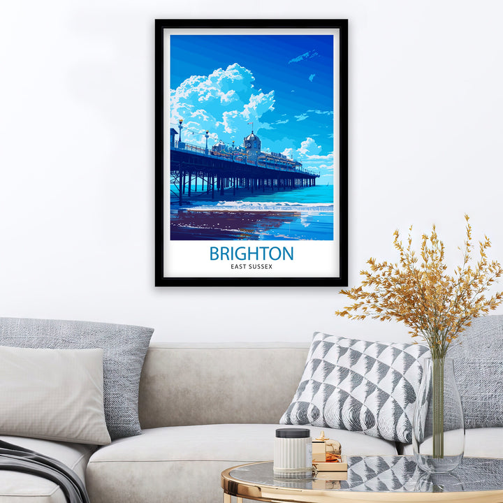 Brighton Travel Poster Brighton Wall Art Brighton Decor Brighton England Illustration Travel Poster Brighton Gift England Home Decor