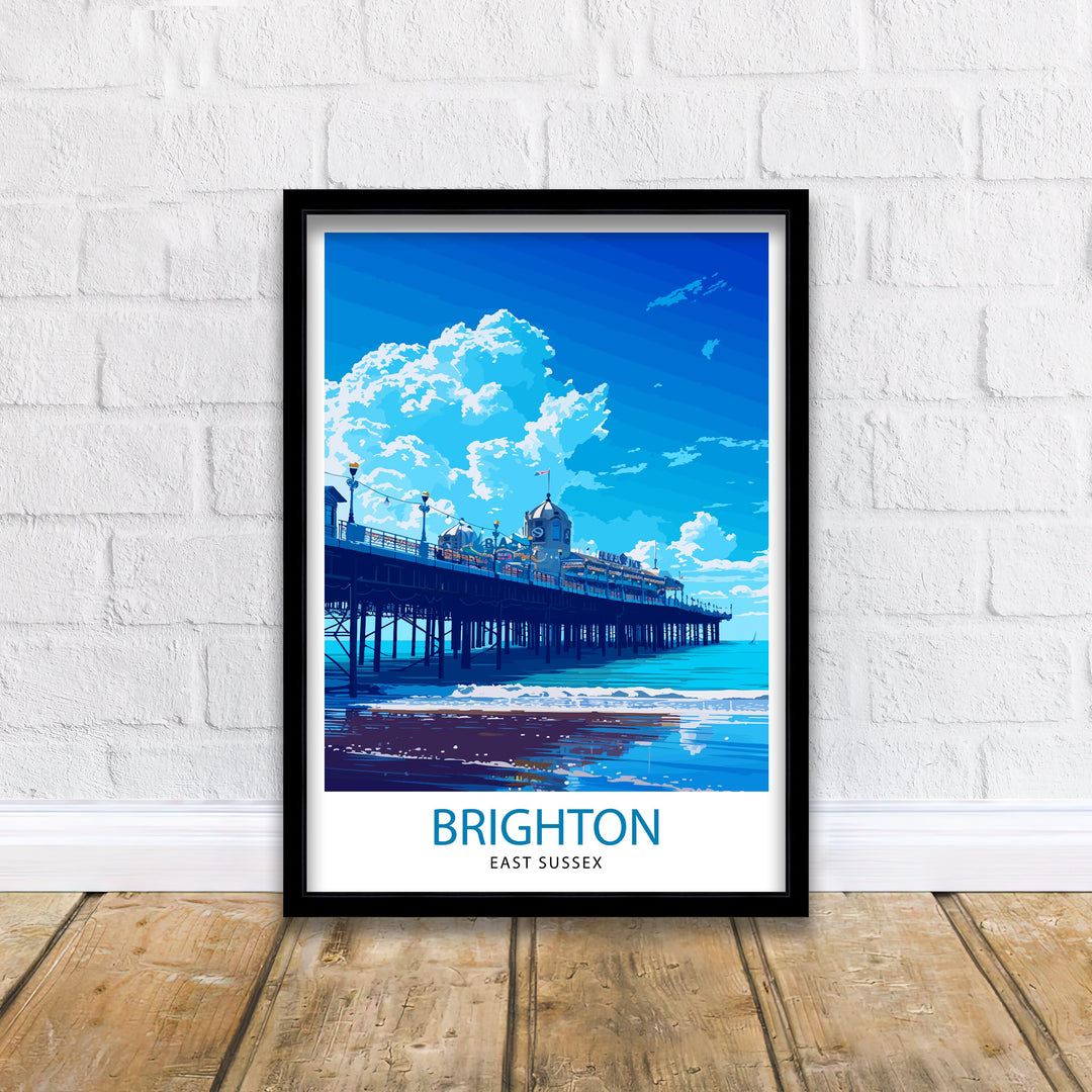 Brighton Travel Poster Brighton Wall Art Brighton Decor Brighton England Illustration Travel Poster Brighton Gift England Home Decor