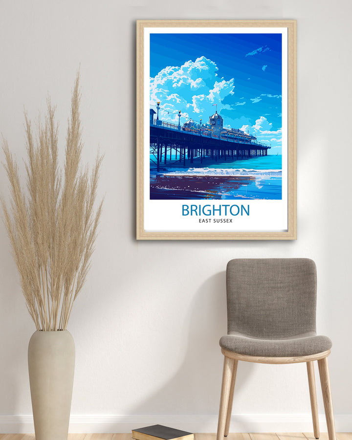 Brighton Travel Poster Brighton Wall Art Brighton Decor Brighton England Illustration Travel Poster Brighton Gift England Home Decor