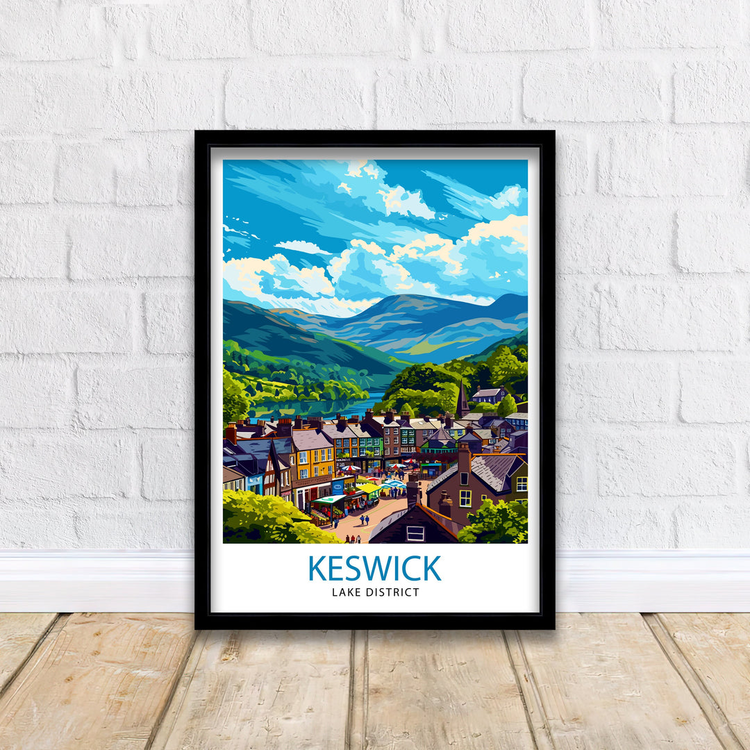 Keswick Lake District Travel Print Lake District Wall Decor Keswick Home Living Decor Lake District Illustration Travel Poster