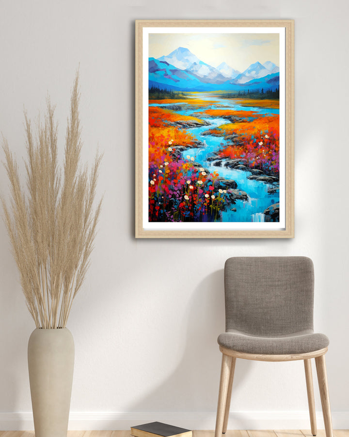 Denali National Park Alaska Travel Poster Denali Wall Decor Denali Poster Alaska Travel Posters Denali Art Poster Denali Illustration