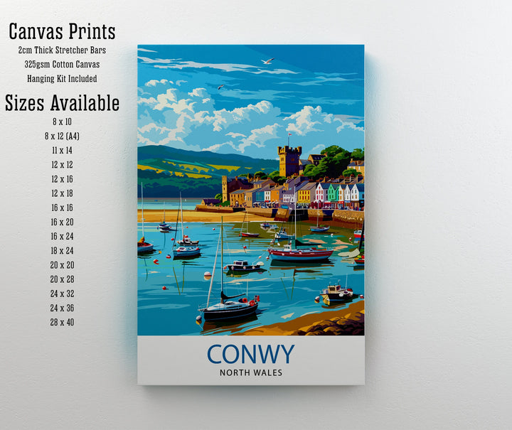 Conwy Castle Travel Poster Conwy Castle Wall Art Conwy Castle Poster Wales Travel Decor Wales Illustration UK Travel Poster Gift for Traveler