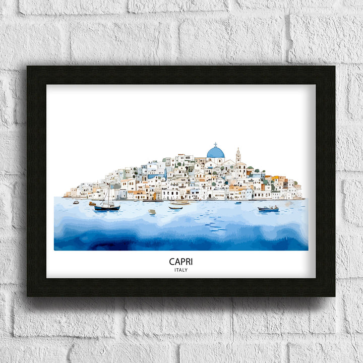 Capri Italy Travel Print, Capri Wall Decor, Capri Home Living Decor, Capri Italy Illustration Travel Poster Gift For Capri Italy Home Decor