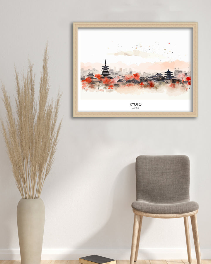 Kyoto Japan Travel Print Japan Wall Decor Kyoto Poster Japan Travel Prints Kyoto Art Print Kyoto Japan Illustration Kyoto Wall Art Japan