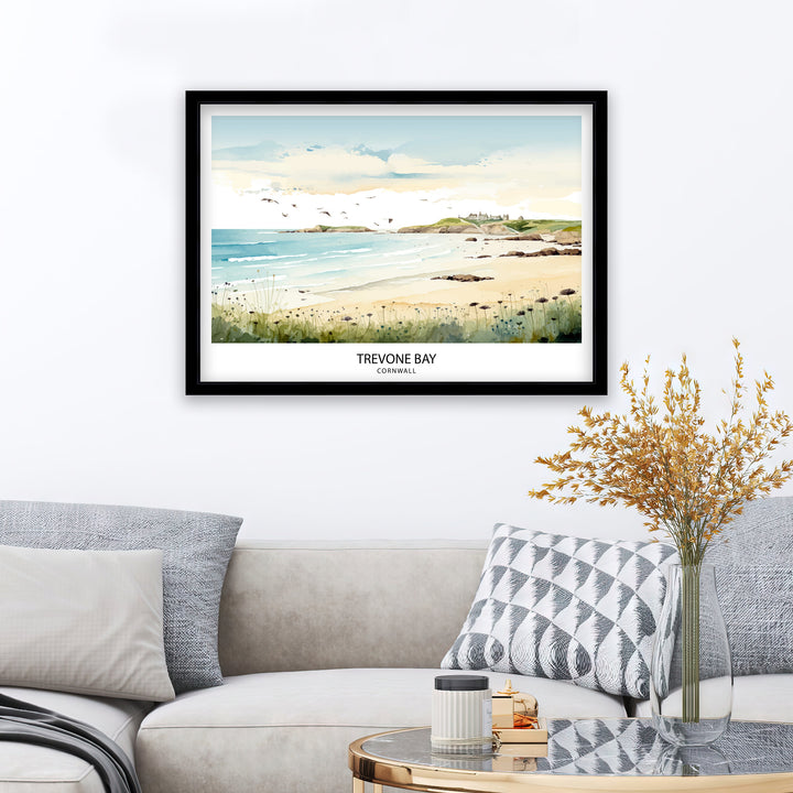 Trevone Bay Cornwall Travel Poster Trevone Bay Wall Decor Trevone Bay Poster Cornwall Travel Posters Trevone Bay Art Poster Trevone Bay