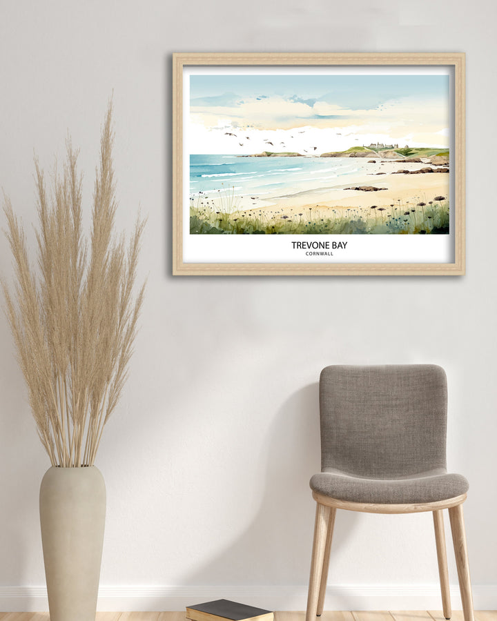 Trevone Bay Cornwall Travel Poster Trevone Bay Wall Decor Trevone Bay Poster Cornwall Travel Posters Trevone Bay Art Poster Trevone Bay