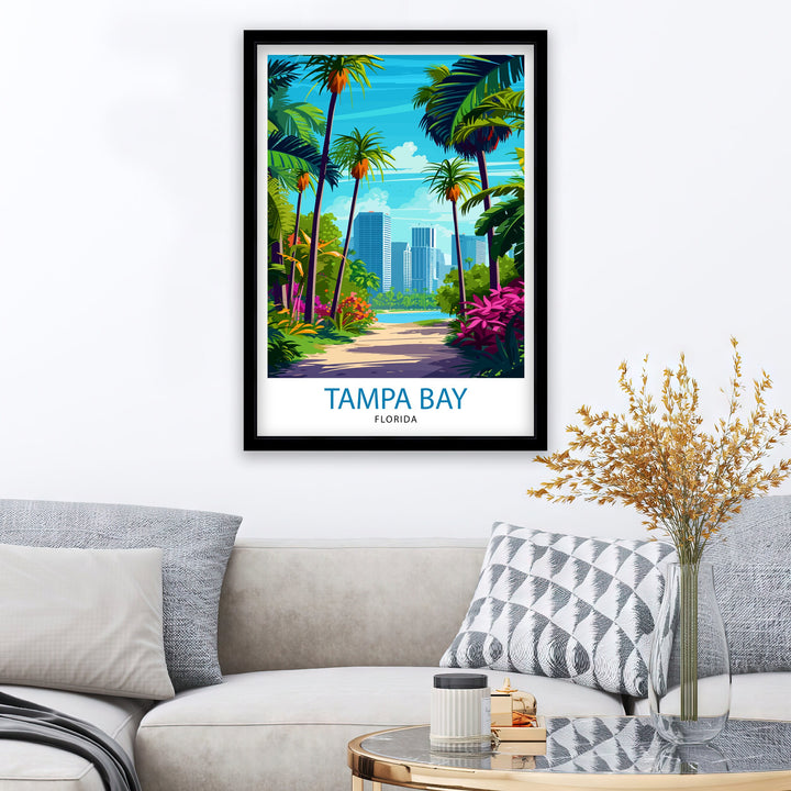 Tampa Bay Florida Travel Print Tampa Bay Wall Art Florida Poster, Tampa Bay Illustration Travel Poster Gift For Tampa Bay Florida Home Decor