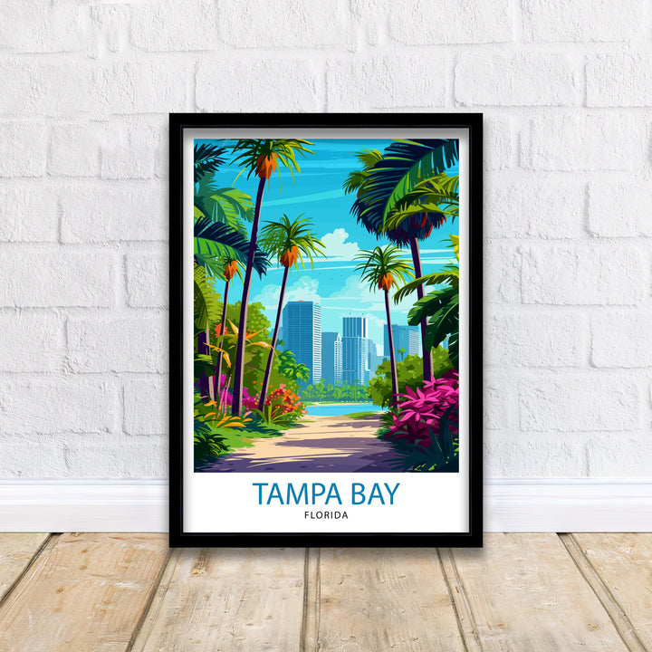 Tampa Bay Florida Travel Print Tampa Bay Wall Art Florida Poster, Tampa Bay Illustration Travel Poster Gift For Tampa Bay Florida Home Decor