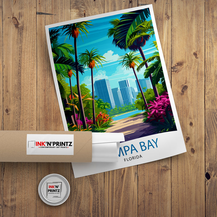 Tampa Bay Florida Travel Print Tampa Bay Wall Art Florida Poster, Tampa Bay Illustration Travel Poster Gift For Tampa Bay Florida Home Decor