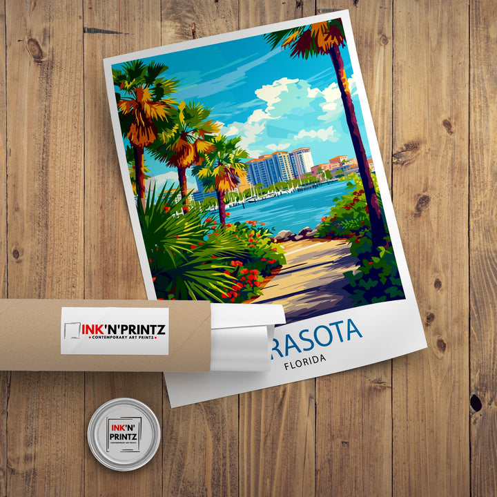 Sarasota Florida Travel Print Sarasota Wall Decor Sarasota Poster Florida Travel Prints Sarasota Art Print Sarasota Illustration Sarasota