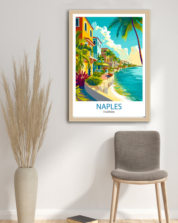 Naples Florida Travel Print Naples Wall Art Naples Decor Florida Travel Poster Naples Illustration Naples Gift Florida Home Decor