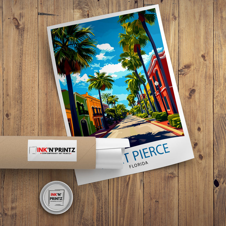 Fort Pierce Florida Print Treasure Coast Art Sunrise City Poster Florida Coastal Wall Decor Indian River Illustration St Lucie County