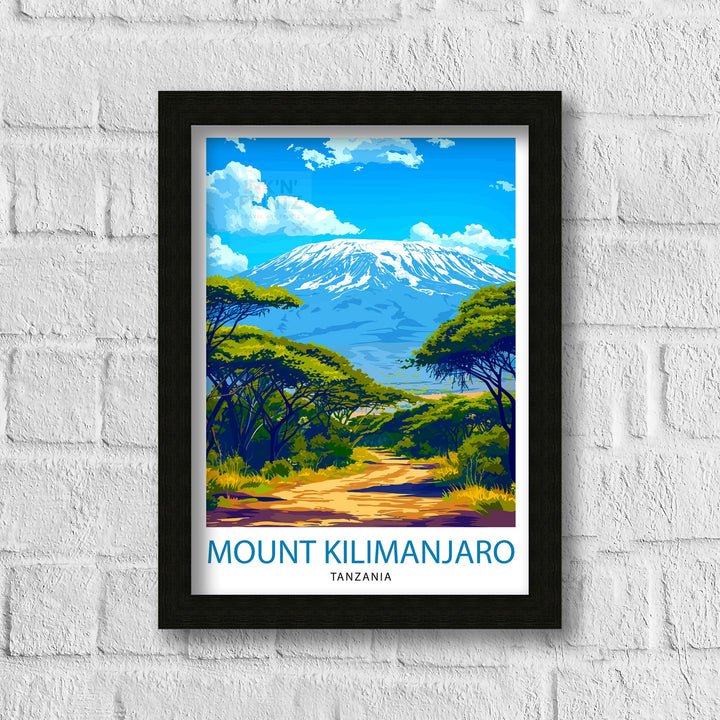 Mount Kilimanjaro Print Tanzanian Mountain Art African Summit Poster Majestic Peak Wall Decor Tanzania Landscape Illustration Iconic