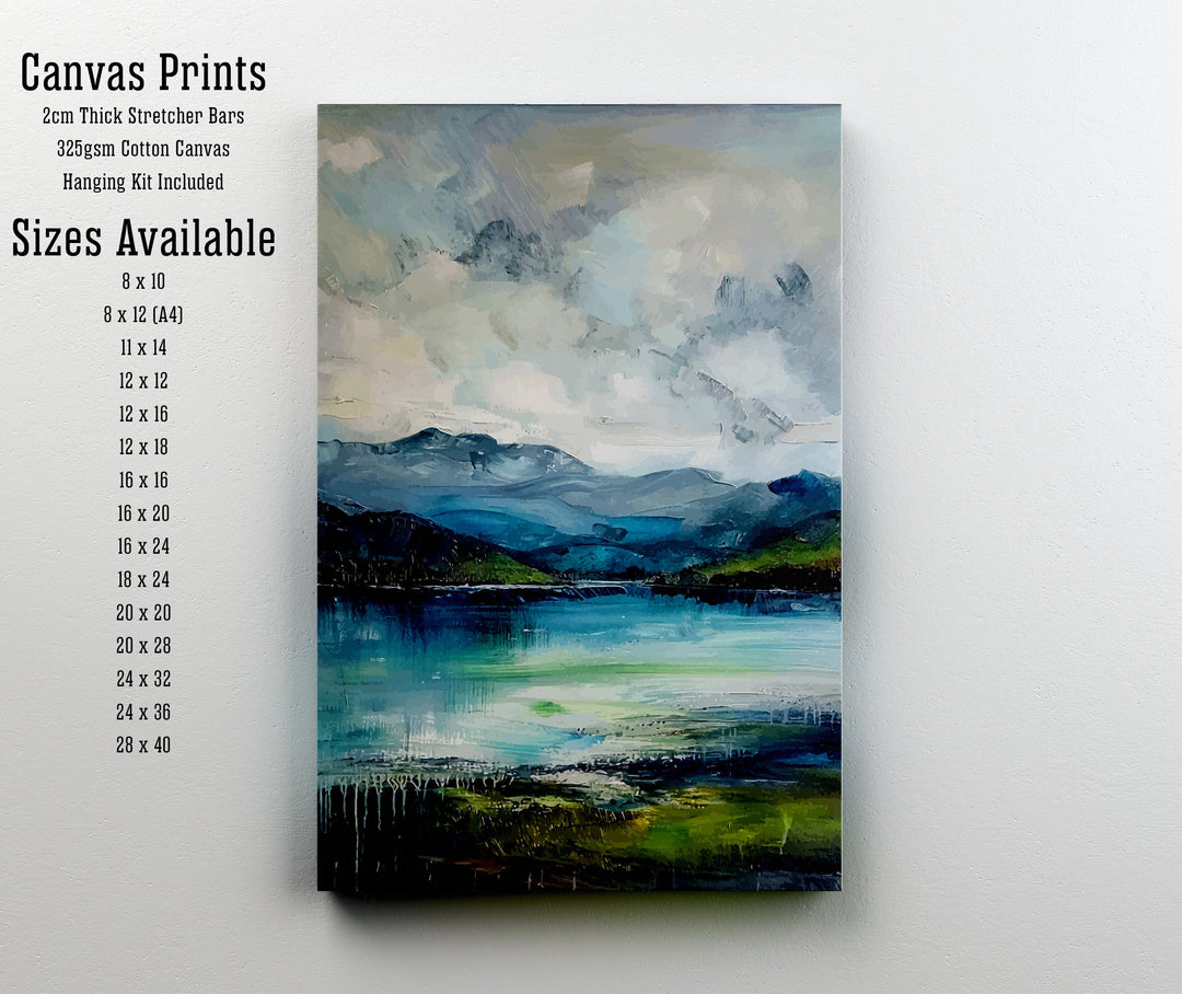 Derwentwater Abstract Art Poster Lake District Impressions Watercolor Lake Scene Cumbrian Lakes Wall Decor English Lake Abstract Vibrant