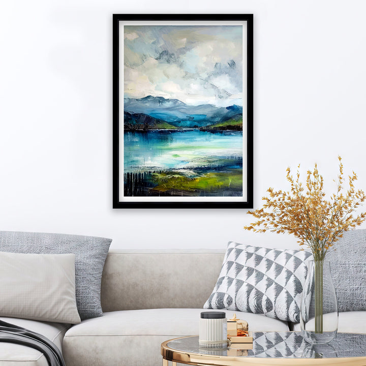 Derwentwater Abstract Art Poster Lake District Impressions Watercolor Lake Scene Cumbrian Lakes Wall Decor English Lake Abstract Vibrant