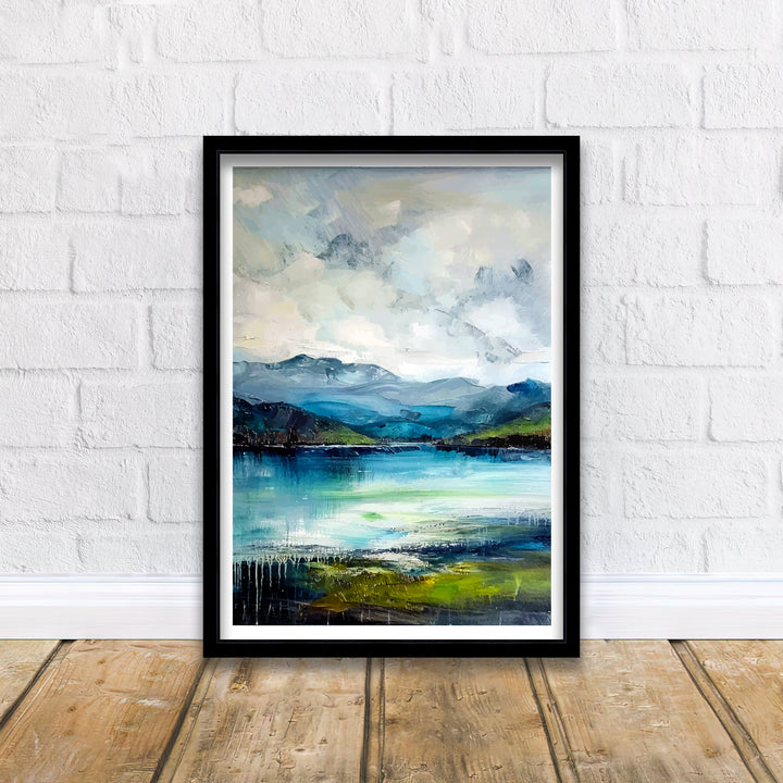 Derwentwater Abstract Art Poster Lake District Impressions Watercolor Lake Scene Cumbrian Lakes Wall Decor English Lake Abstract Vibrant