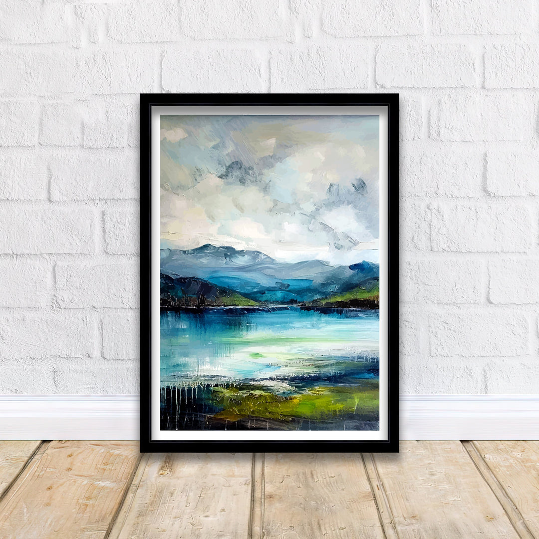 Derwentwater Abstract Art Poster Lake District Impressions Watercolor Lake Scene Cumbrian Lakes Wall Decor English Lake Abstract Vibrant