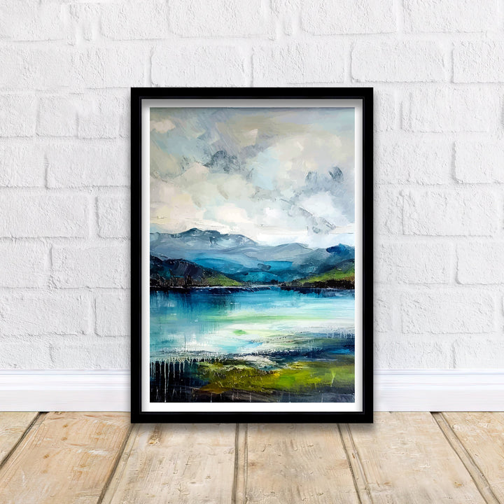 Derwentwater Abstract Art Poster Lake District Impressions Watercolor Lake Scene Cumbrian Lakes Wall Decor English Lake Abstract Vibrant