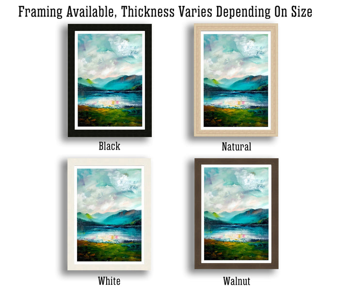 Lake District Abstract Art Poster British Lakescape Essence Cumbrian Hills Watercolor Poster UK Nature Wall Decor Abstract Mountain View