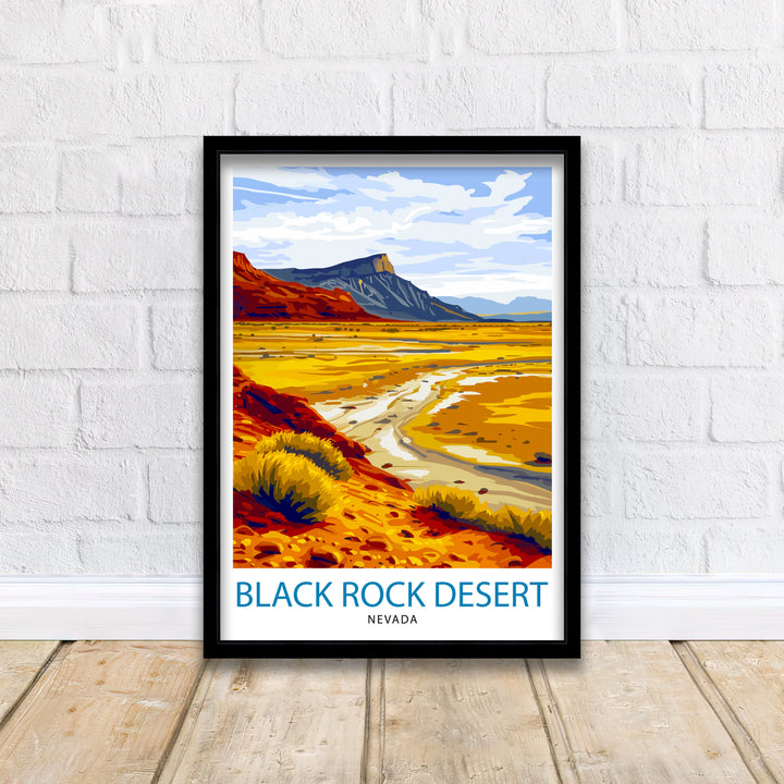 Black Rock Desert Nevada Print Playa Landscape Art Nevada Wilderness Wall Decor American Desert Illustration Unique Terrain Artwork