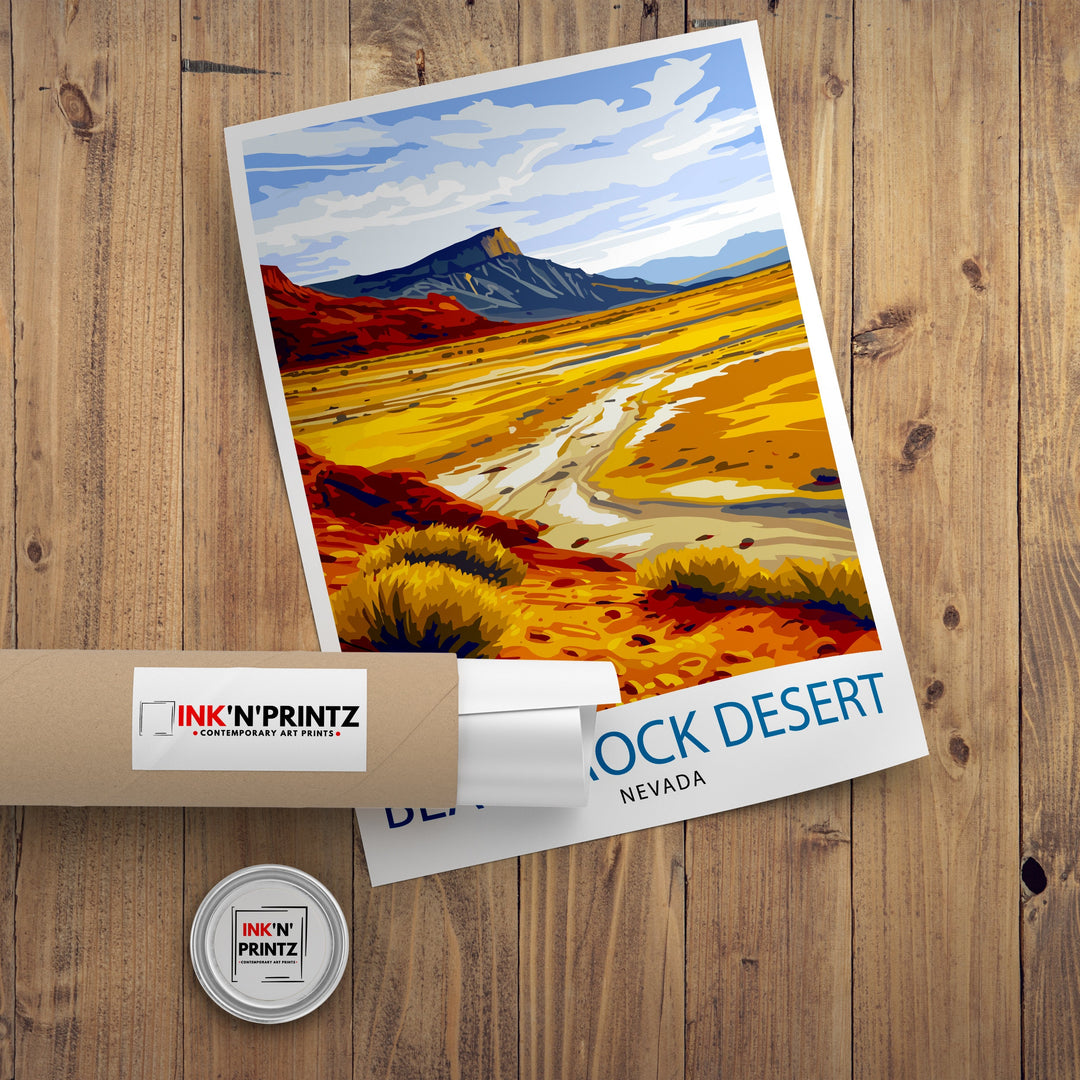 Black Rock Desert Nevada Print Playa Landscape Art Nevada Wilderness Wall Decor American Desert Illustration Unique Terrain Artwork