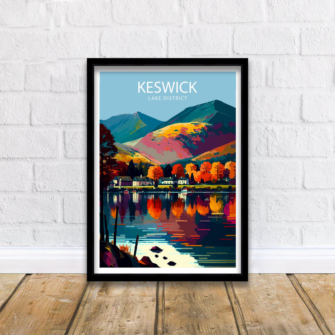 Keswick Lake District Travel Print Lake District Wall Decor Keswick Home Living Decor Lake District Illustration Travel Poster