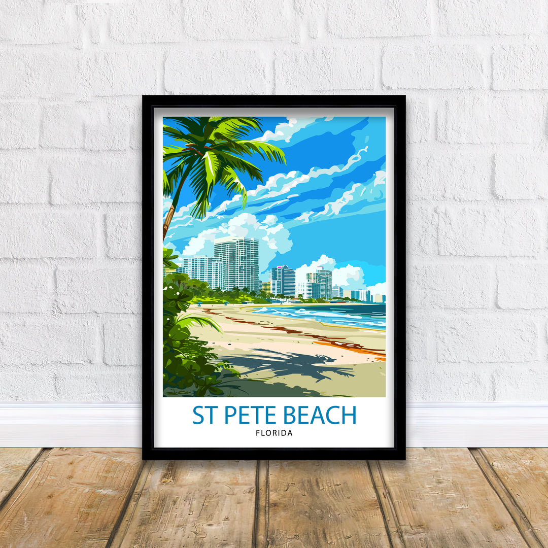 St Pete's Beach Florida Travel Poster Sunshine State Beach Art Gulf Coast Paradise Print Florida Seaside Wall Decor