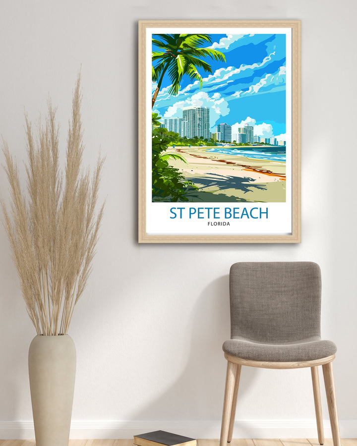 St Pete's Beach Florida Travel Poster Sunshine State Beach Art Gulf Coast Paradise Print Florida Seaside Wall Decor