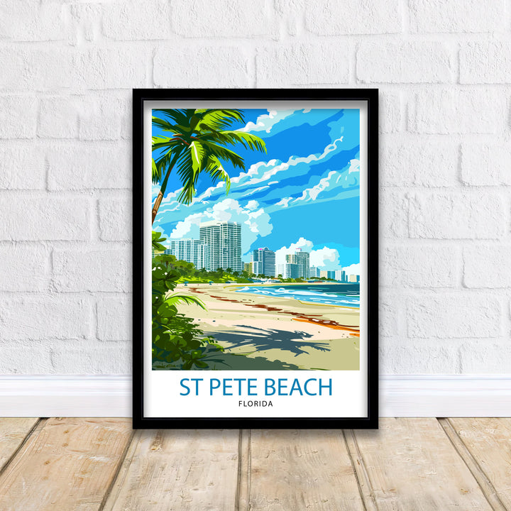 St Pete's Beach Florida Travel Poster Sunshine State Beach Art Gulf Coast Paradise Print Florida Seaside Wall Decor