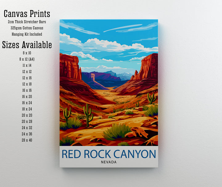 Red Rock Canyon Nevada Print Majestic Desert Landscape Art Conservation Area Poster Las Vegas Natural Wonder Wall Decor