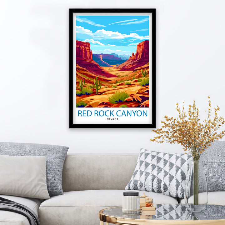 Red Rock Canyon Nevada Print Majestic Desert Landscape Art Conservation Area Poster Las Vegas Natural Wonder Wall Decor