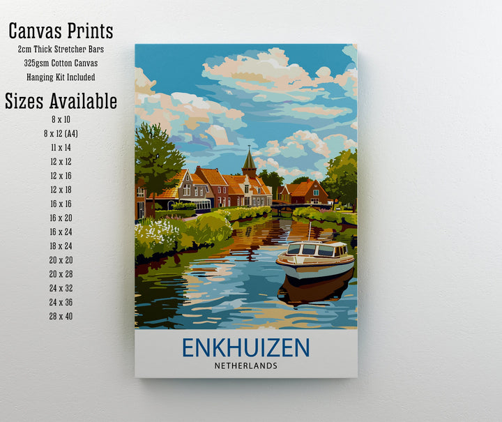 Enkhuizen Netherlands Travel Poster Dutch Harbor Town Art Historic Seaport Print Nautical Heritage Wall Decor Netherlands Maritime