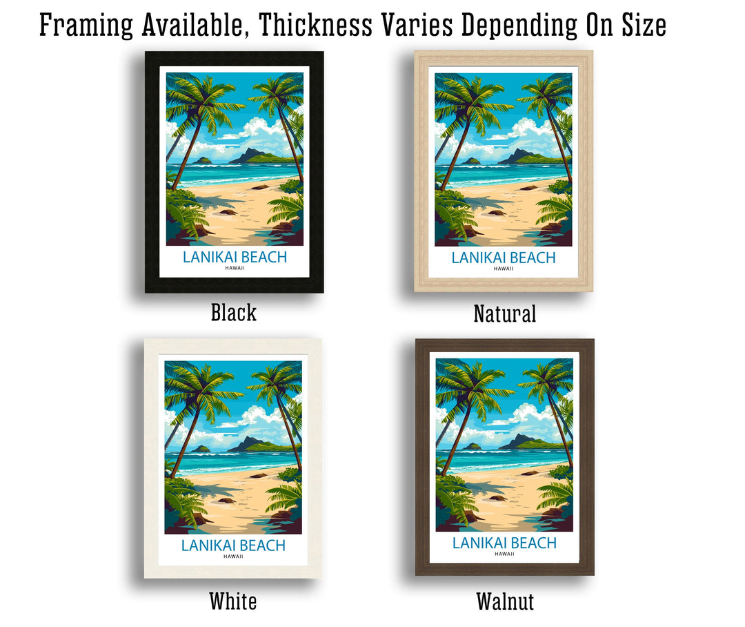 Lanikai Beach Travel Print Lanikai Wall Decor Lanikai Poster Hawaii Travel Prints Lanikai Art Print Lanikai Illustration Lanikai Wall Art