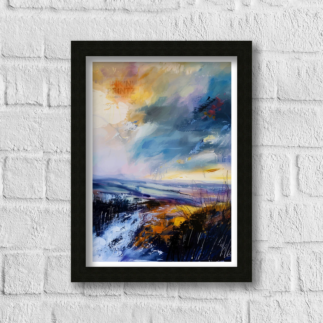 Malvern Hills Abstract Art Print English Landscape Essence Worcestershire Hills Poster Nature Inspired Wall Decor UK Countryside