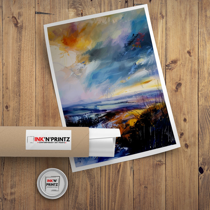 Malvern Hills Abstract Art Print English Landscape Essence Worcestershire Hills Poster Nature Inspired Wall Decor UK Countryside