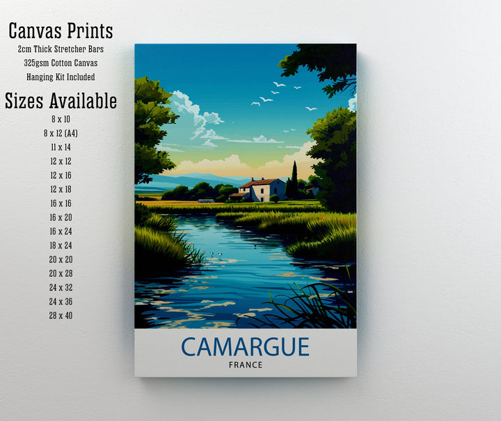 Camargue France Print Wild Wetlands Art Provence Nature Poster Flamingo Sanctuary Wall Decor French Delta Landscape Rhone River Estuary