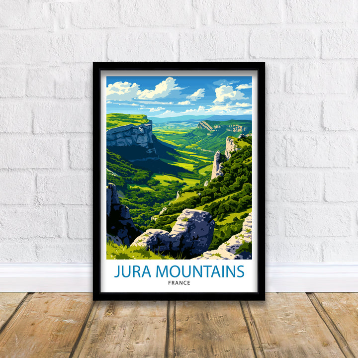 Jura Mountains France Print Alpine Landscape Art French Wilderness Poster Mountain Range Wall Decor Nature Hiking Illustration Eastern