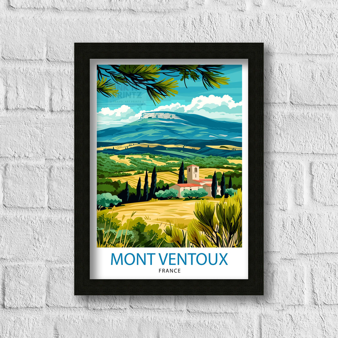 Mount Ventoux France Print Provence Iconic Mountain Wall Decor French Landscape Artwork Outdoor Adventure Illustration