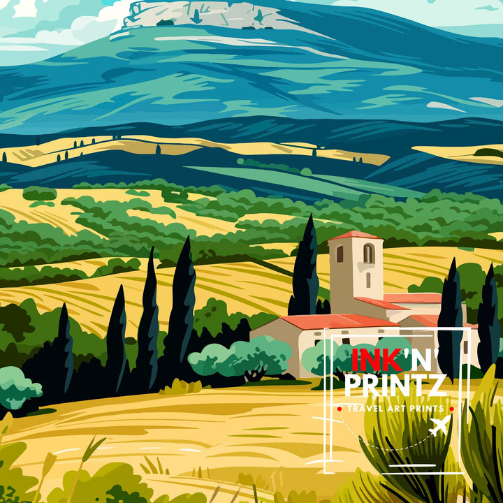 Mount Ventoux France Print Provence Iconic Mountain Wall Decor French Landscape Artwork Outdoor Adventure Illustration