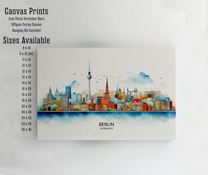 Berlin Germany Skyline Print Cityscape Art Architectural Highlights Poster Urban Skyline Wall Decor Capital City Illustration Contemporary