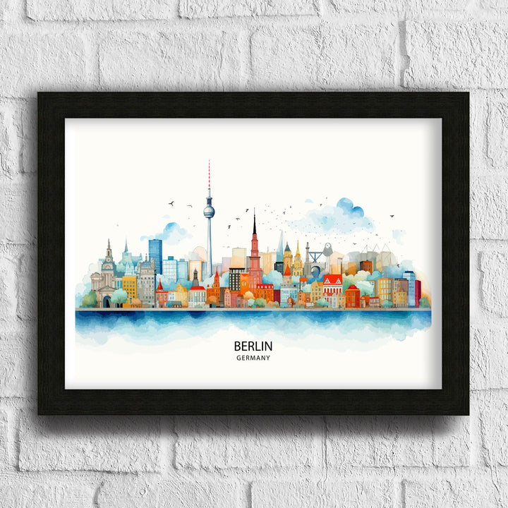 Berlin Germany Skyline Print Cityscape Art Architectural Highlights Poster Urban Skyline Wall Decor Capital City Illustration Contemporary