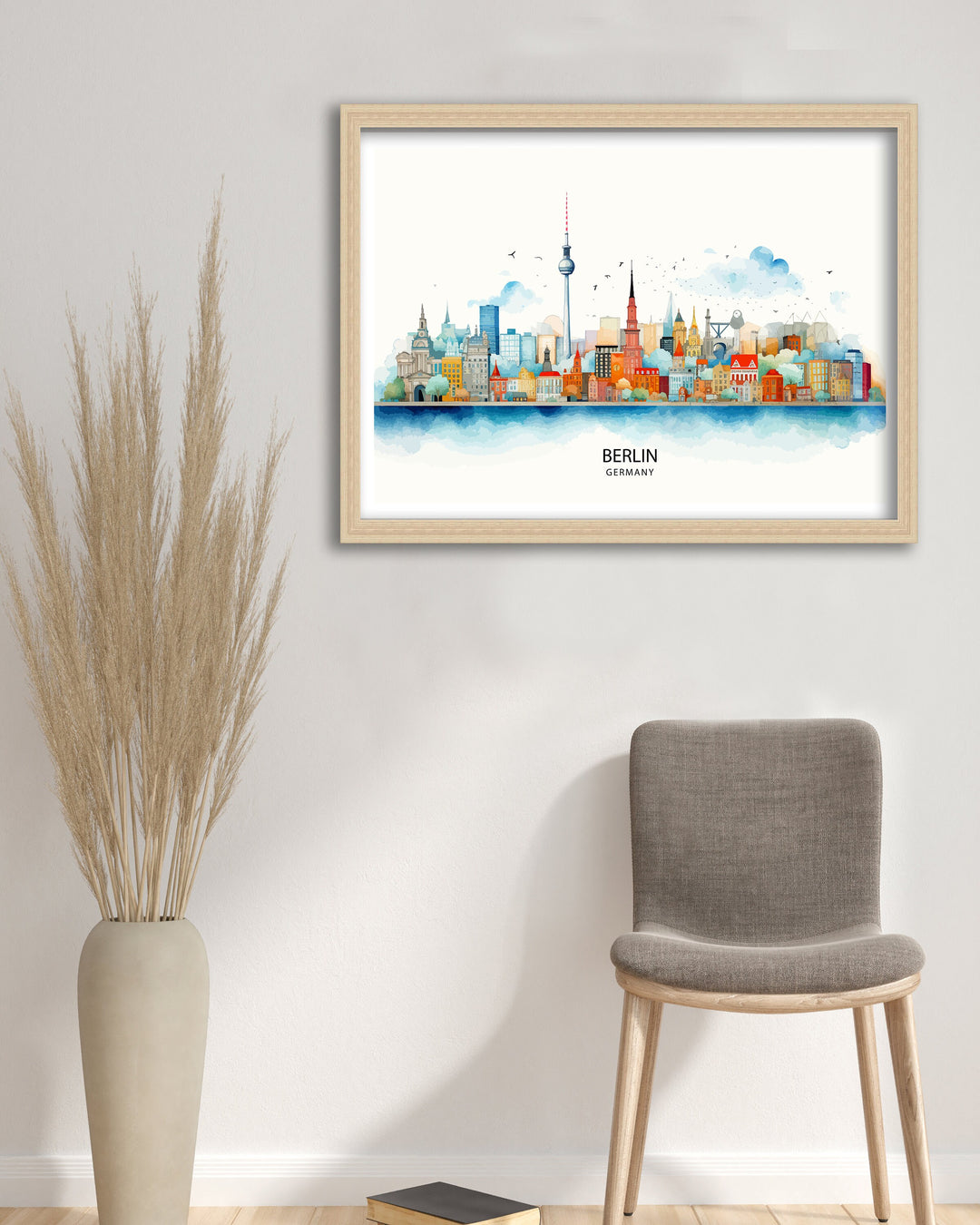 Berlin Germany Skyline Print Cityscape Art Architectural Highlights Poster Urban Skyline Wall Decor Capital City Illustration Contemporary