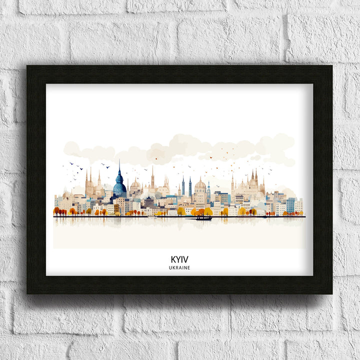 Kyiv Skyline Ukraine Print Cityscape Art Ukrainian Capital Poster Urban Landscape Wall Decor Eastern Europe Illustration