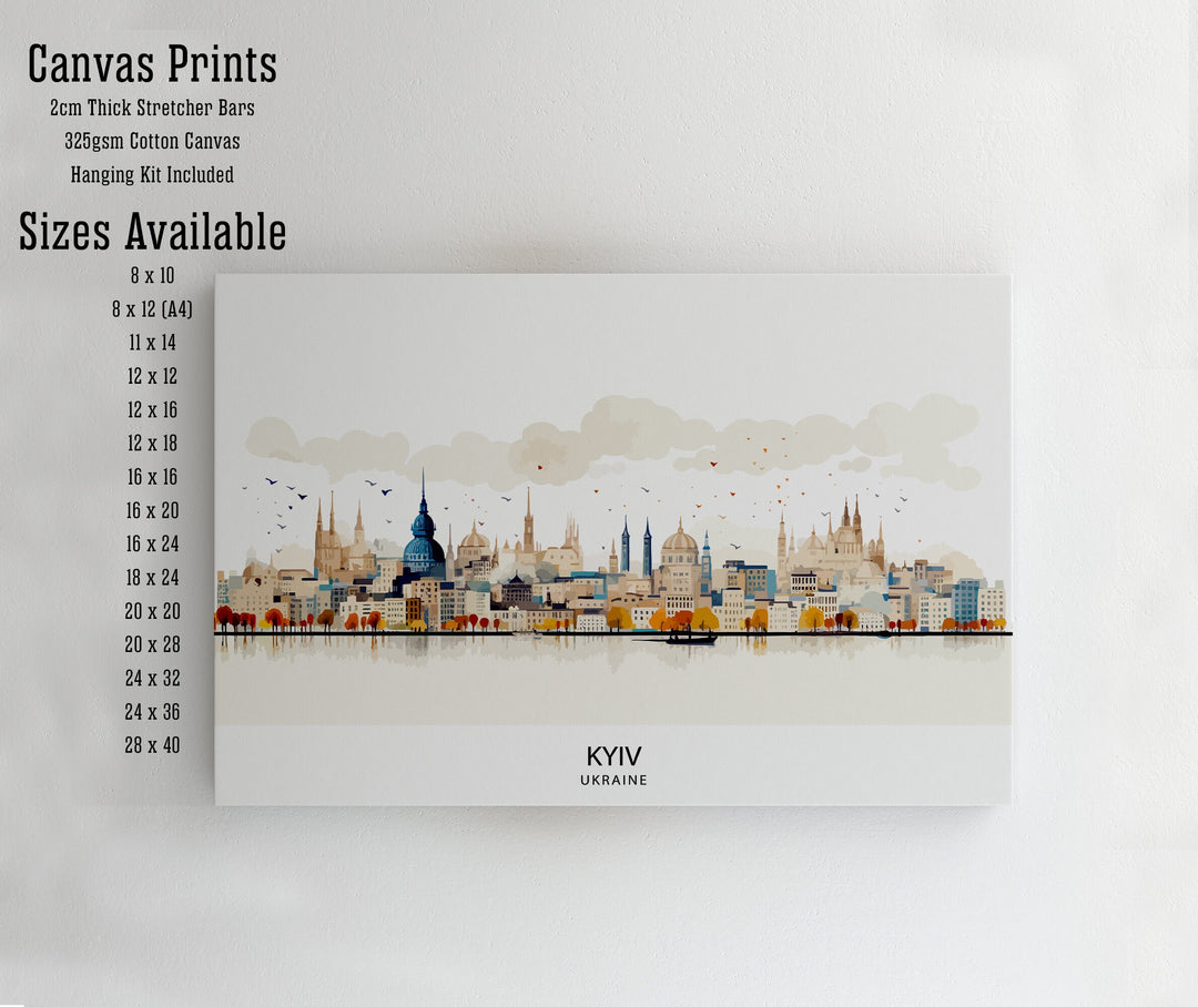 Kyiv Skyline Ukraine Print Cityscape Art Ukrainian Capital Poster Urban Landscape Wall Decor Eastern Europe Illustration