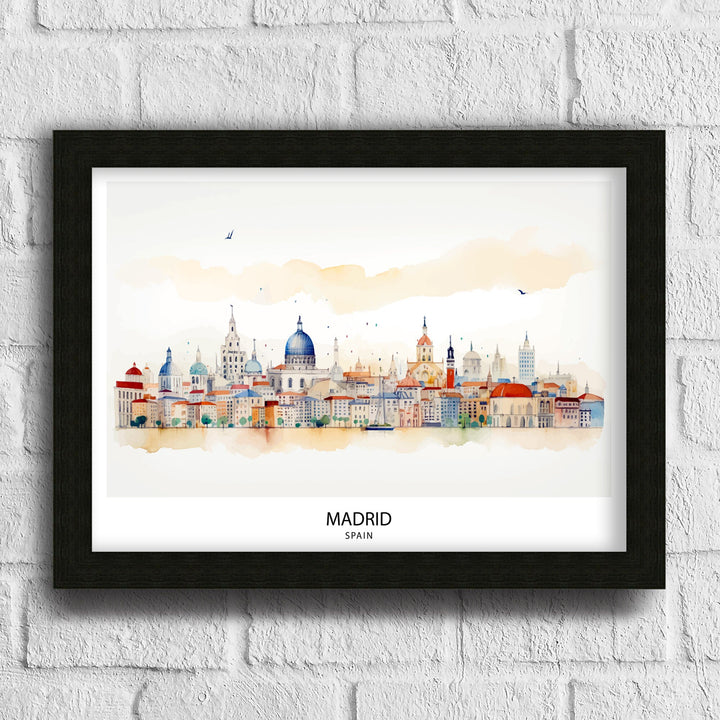 Madrid Skyline Spain Print Cityscape Art Spanish Capital Poster Urban Landscape Wall Decor European City Illustration Metropolitan Vibes