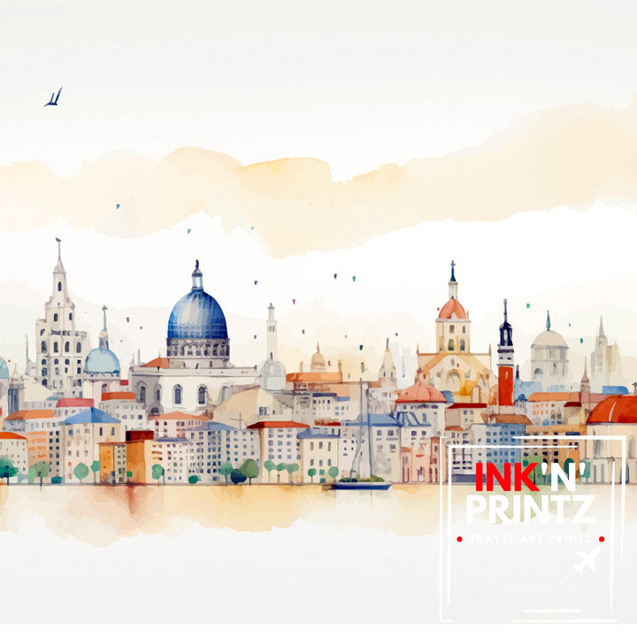 Madrid Skyline Spain Print Cityscape Art Spanish Capital Poster Urban Landscape Wall Decor European City Illustration Metropolitan Vibes