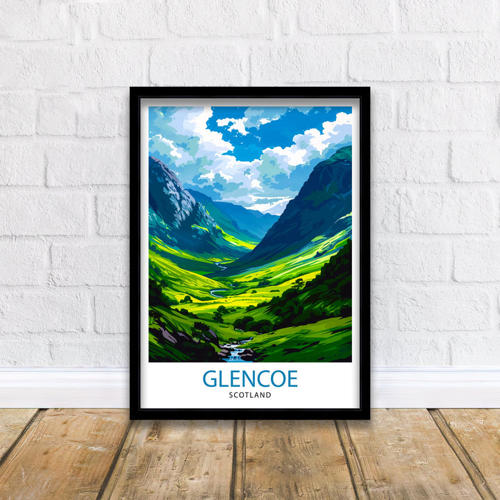 Glencoe Scotland Travel Print Glencoe Wall Art Glencoe Illustration Scotland Poster Scotland Wall Decor Travel Gift Home Living Decor