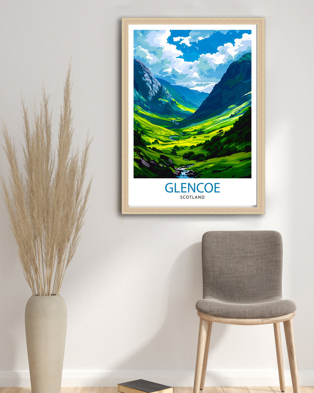 Glencoe Scotland Travel Print Glencoe Wall Art Glencoe Illustration Scotland Poster Scotland Wall Decor Travel Gift Home Living Decor