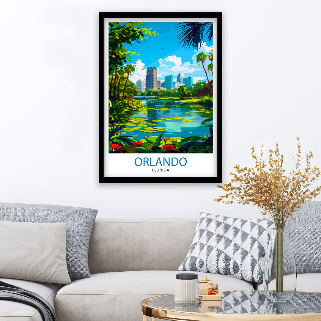 Orlando Florida Travel Print Orlando Wall Decor Orlando Illustration Travel Poster Gift Orlando Home Decor