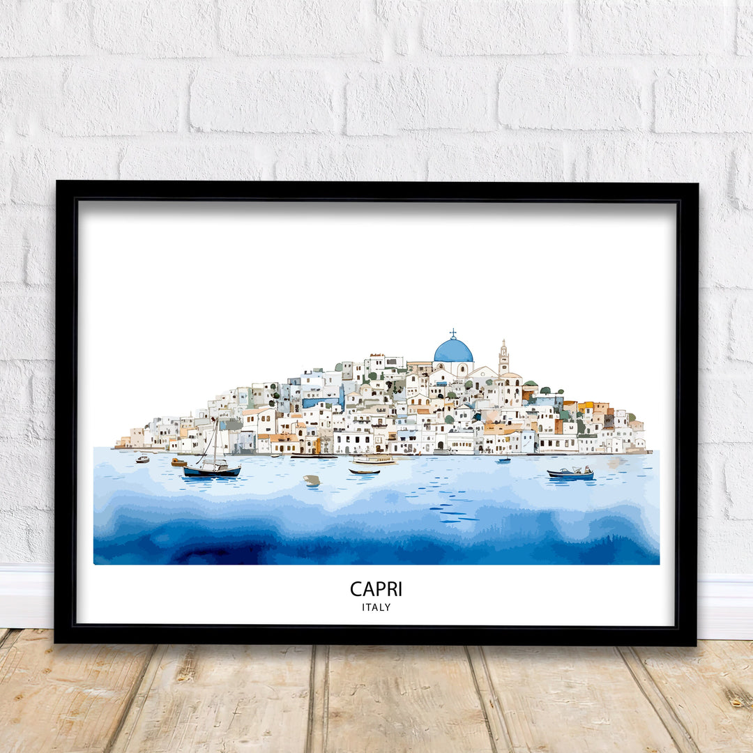 Capri Italy Travel Print, Capri Wall Decor, Capri Home Living Decor, Capri Italy Illustration Travel Poster Gift For Capri Italy Home Decor